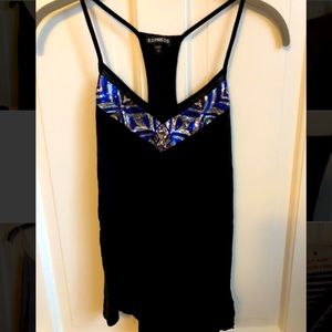 Express Black Tank with Sequin Detail